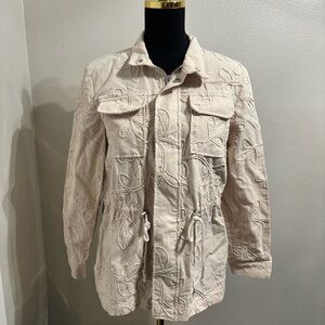 Oversized Simply Vera Wang Embroidered Utility Military Jacket Boho Size Small